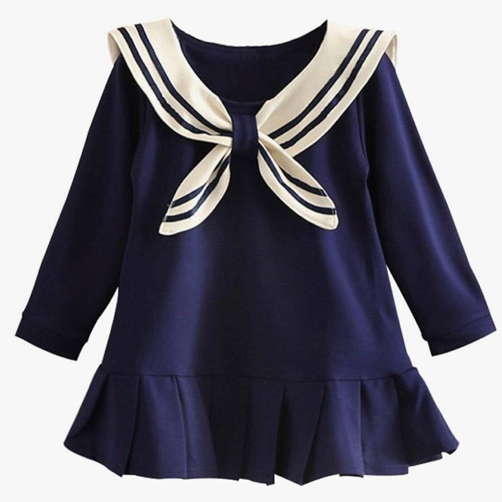 Girls Sailor Knit Navy Dress